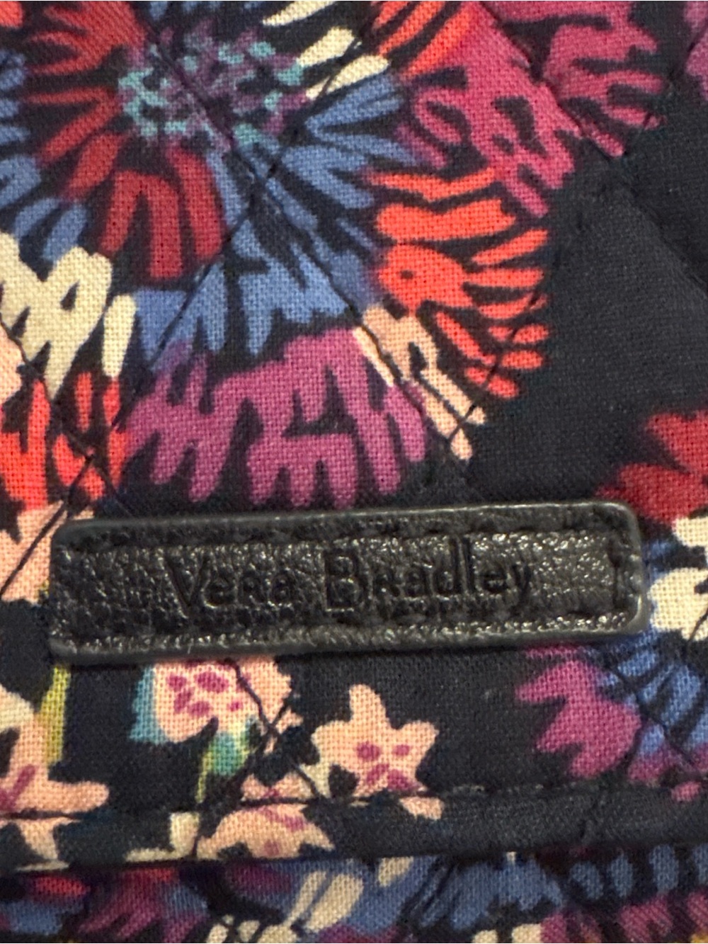 Vera Bradley Navy Quilted Floral Wristlet with Multicolor Blooms - Picture 2 of 2